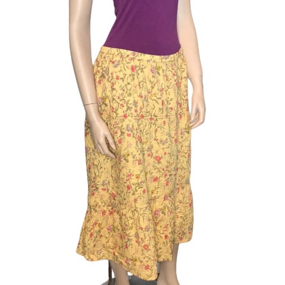 April Cornell Large A-line Pleated Floral skirt - Picture 3 of 8